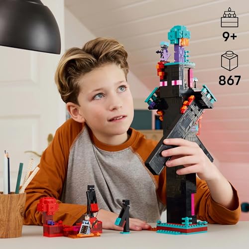 LEGO Minecraft 2in1 The Enderman Tower - Modular Gaming Toy - Can be built into 2 fortresses - With 4 collectible minifigures - Gamer gift for boys and girls aged 9 and up - 21279