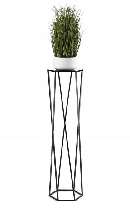 HowHomely Black Metal Flower Stand 100 cm Tall - Sturdy Hexagonal Flower Pot Stand - Loft-style Plant Stand for Indoor Decoration.
