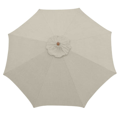 anndora Sun Umbrella Linen Cotton 300 cm round, Color: Dark Natural, Frame Wood, Canopy Linen-Cotton Blend fabric