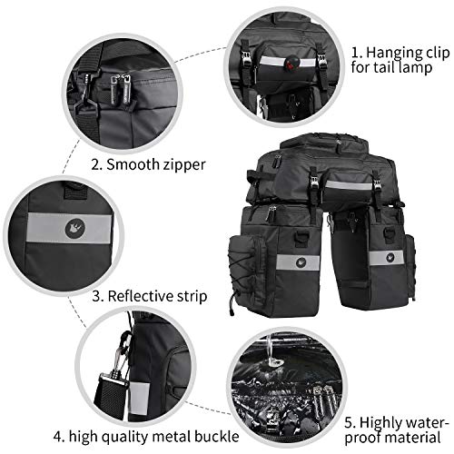 BAIGIO Bike Bag 3-in-1 Multifunction Waterproof Luggage Carrier Bag 75L Cycling Rack Bag Bicycle Travel Bag with Rain Cover, Men (Black -1)