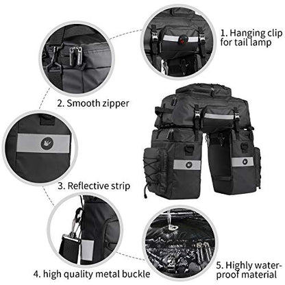 BAIGIO Bike Bag 3-in-1 Multifunction Waterproof Luggage Carrier Bag 75L Cycling Rack Bag Bicycle Travel Bag with Rain Cover, Men (Black -1)