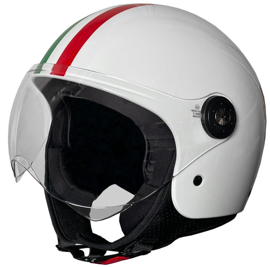 Jethelm RALLOX 229 Italia Helmet Motorcycle Helmet Size M Scooter Helmet with clear white glossy visor