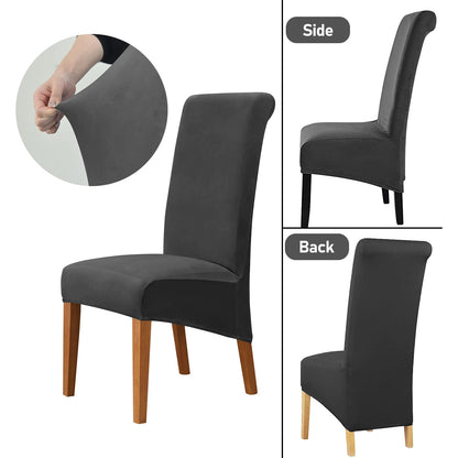 Ruucy Chair Covers Velvet XL 4 Pack, Stretch Chair Cover for Dining Chairs, Washable Armchair Cover Universal Chair Slipcover for Dining Room, Hotel, Banquet, Wedding, Party (Black)