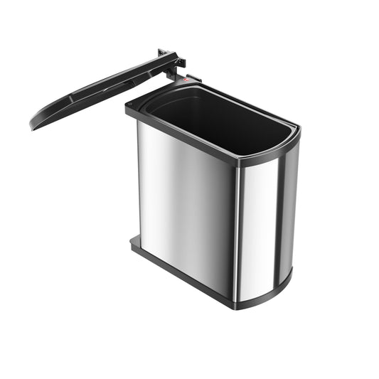 Hailo Waste Collector 3418101 | Trash Can Uno 18 L swivel | Built-in waste bin polished black | for 45cm cabinet with hinged door | Ideal for modern kitchens | With automatic swivel-tilt lid