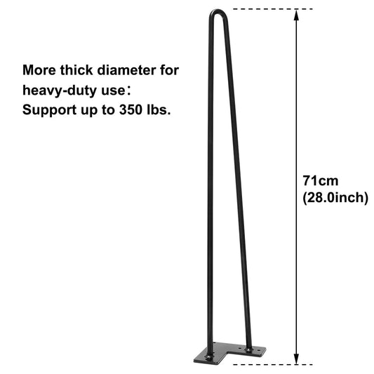 Signstek Table Legs Furniture Legs Metal Hairpin Legs Two-Rod Hairpin Table Legs 70cm/28’’ for coffee tables, modern desks, window ledges, or chairs