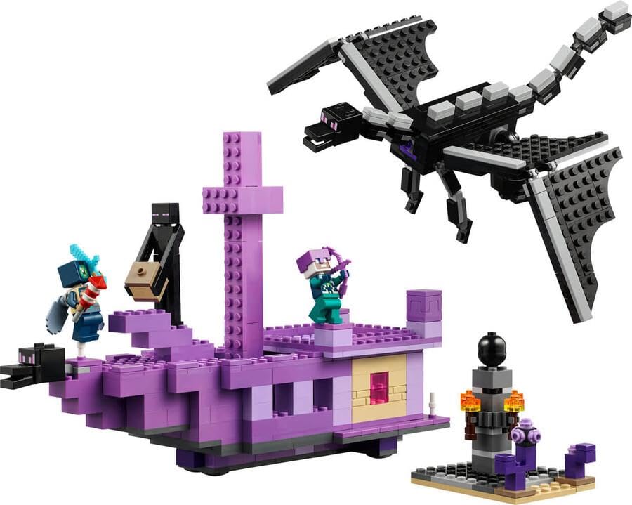 LEGO Minecraft The Ender Dragon and the End Ship - Interactive toy with boat, dragon, and 3 figures, including an Enderman - Creative gamer gift for boys & girls 8+ years old - 21264
