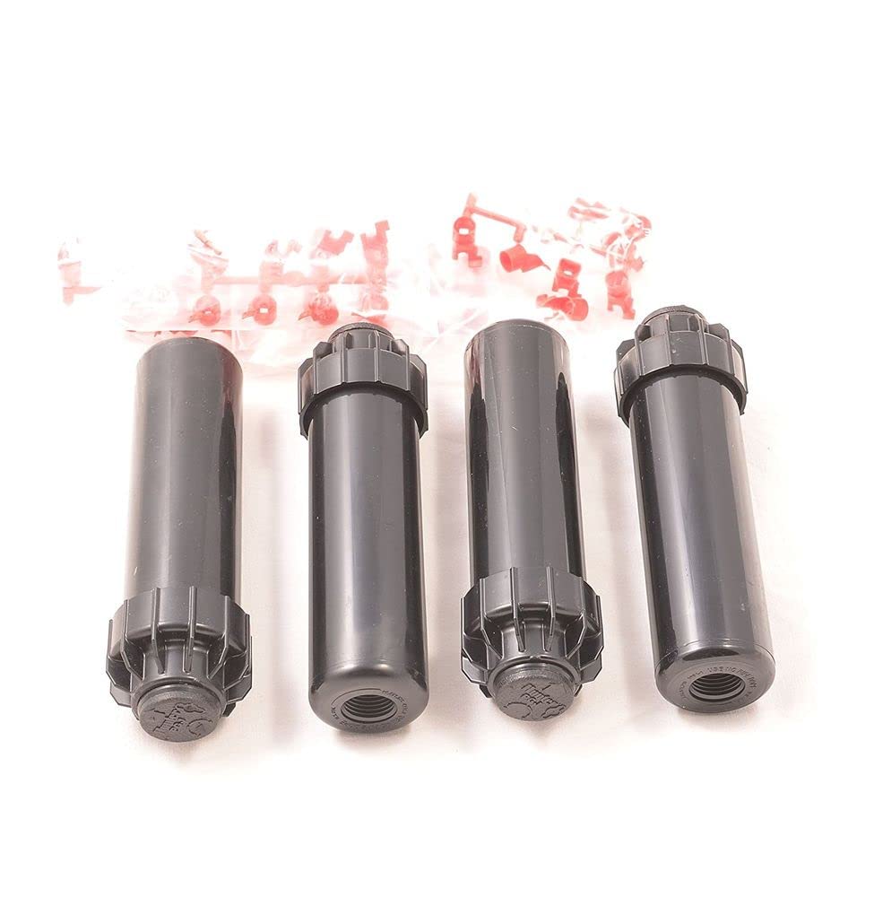 4 x Hunter PGJ-04 pop-up sprinklers - black, red - metal - irrigation sprinkler