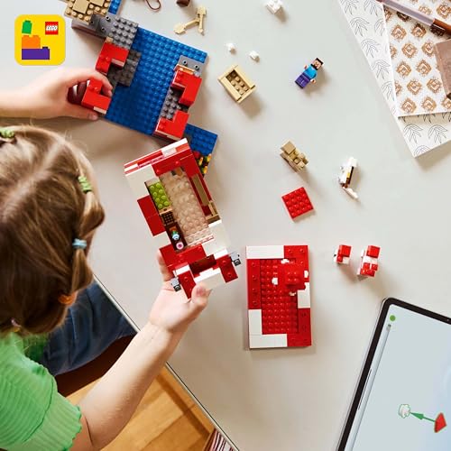 LEGO Minecraft The Mushroom Cow House - Gaming toy with Steve figure, Mobs, a crafting table and a farm - Interactive playset - Gaming gift for girls and boys aged 8 and up 21270