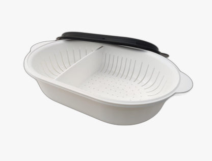 Tupperware SMALL Super Servierstar 2.5 L Sieve Server Thermo-Duo Kitchen Utensil with sieve in black and white Chef Keep warm Warmie Tups Sieve