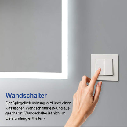 Meykoers LED bathroom mirror 45x60cm illuminated mirror Cold white light Energy-saving IP44