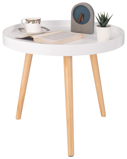 WOLTU small round side table coffee table flower stand bedside table solid wood Scandinavian design white 50 x 44cm (ø x H) TS143ws