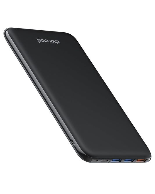 Charmast Power Bank, ultra slim power bank 26800mAh with 4 outputs & 3 inputs, USB C in & out external phone batteries compatible with iPhone 16/15/14/13/12 Pro Max Plus iPad Samsung Huawei Switch Tablet.