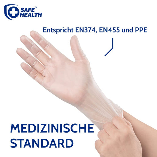 Vinyl Gloves Disposable Clear 1000 pcs, Sterile Vinyl Gloves Tear-Resistant Powder-Free Latex-Free Protective Gloves for Kitchen, Food (Size S, 10x100)