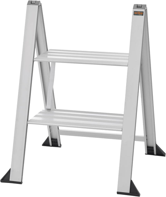 Aluminum step ladder Vikingstep Mini by W.Steps I 480mm high I Load capacity up to 150kg I Compact aluminum folding step ladder with 2 steps I Only 35mm wide I 728141