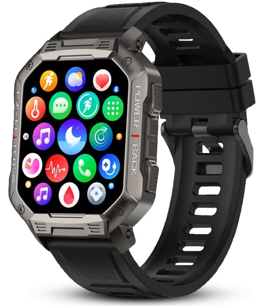 Deunis X3 Smartwatch Men 1.83 inch with phone function, fitness tracker, sleep monitor, pedometer, wristwatch, watch Android iOS, sports watch (Black)