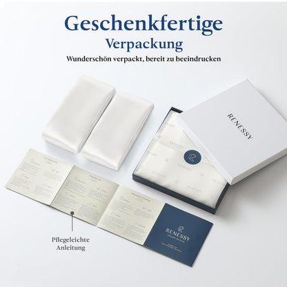 RENESSY pillowcases made from 100% organic silk 40x40 cm (2-Pack) - 22 Momme Mulberry silk, Grade 6A, Oeko-Tex certified in Germany - Luxury for hair and skin (Graphite Grey)