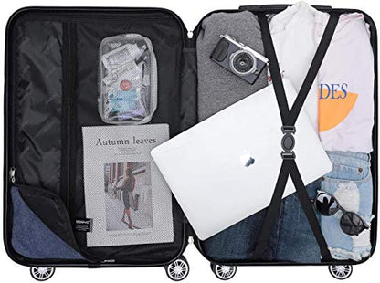 BEIBYE twin-wheel travel suitcase luggage trolleys hard shell M-L-XL set, expandable (pink gold, M)