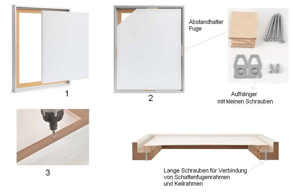 Frame gallery24 Shadow gap frame 80x100 cm aluminum for canvas picture frames stretcher frames for canvases made of wood MDF