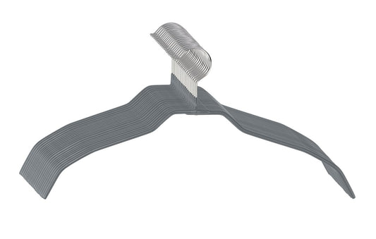 WENKO Alessia metal clothes hangers [20er set] space-saving clothes hanger [non-slip & thin] shirt hangers also for blouses & dresses, grey clothes hangers for wardrobes, space-saving clothes hangers