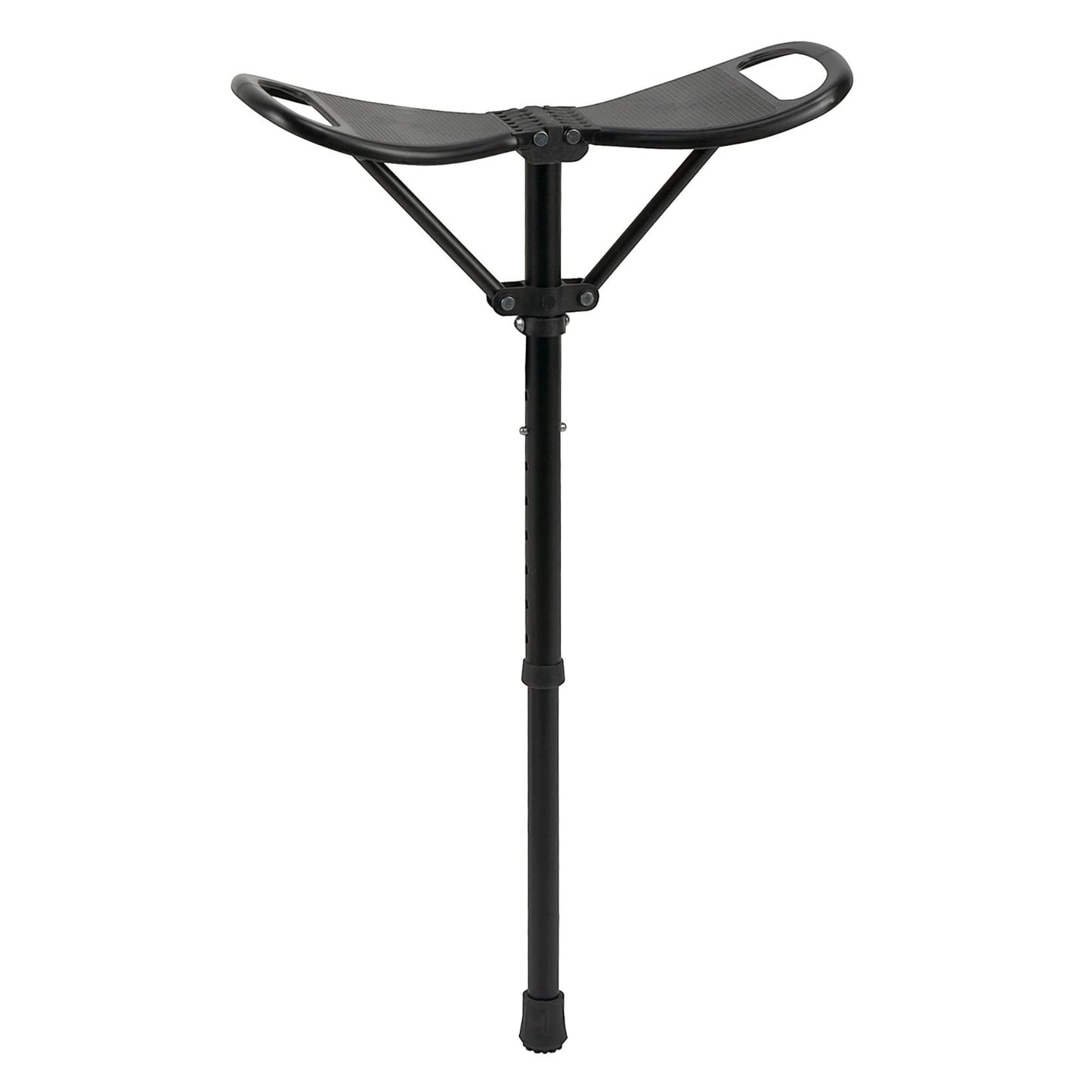 Ossenberg seat stick with plastic wing seat - walking stick with fold-out seat - height-adjustable standing stool for on the go - camping outdoor monopod chair - black
