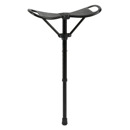 Ossenberg seat stick with plastic wing seat - walking stick with fold-out seat - height-adjustable standing stool for on the go - camping outdoor monopod chair - black