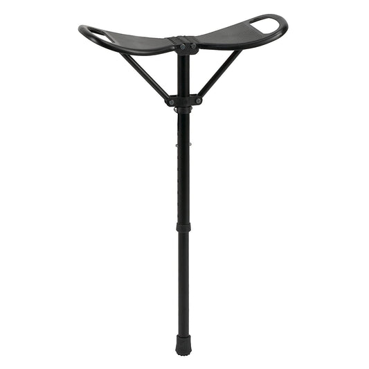 Ossenberg seat stick with plastic wing seat - walking stick with fold-out seat - height-adjustable standing stool for on the go - camping outdoor monopod chair - black