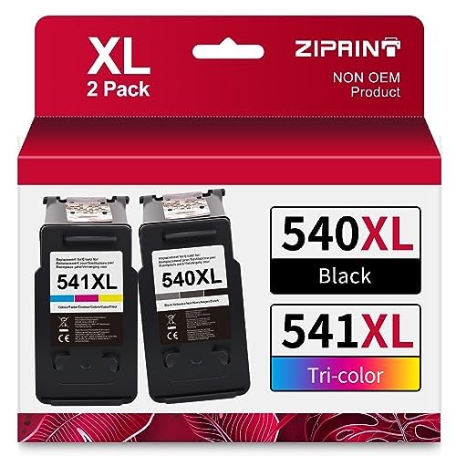 ZIPRINT 540 541 XL Printer Ink Cartridges Compatible with Canon Printer Cartridges 540 541 PG-540 XL CL-541 for Canon Pixma TS5150 MG3650 MG3650s MG4250 MG3150 MG3250 MX475 TS5151 (2-Pack)