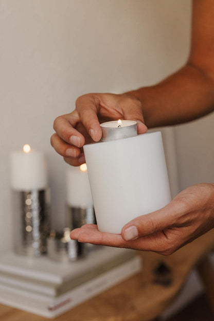 EDZARD tea light holder constant candle Cornelius, diameter 10 cm, height 15 cm, White