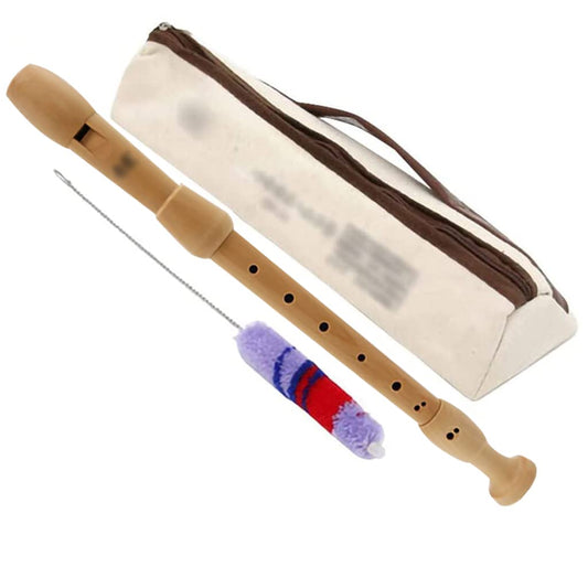 Adults' detachable alto maple block flute, 8-hole F flute for adults in the Baroque style, with storage bag and cleaning rod (Natural, Baroque F)