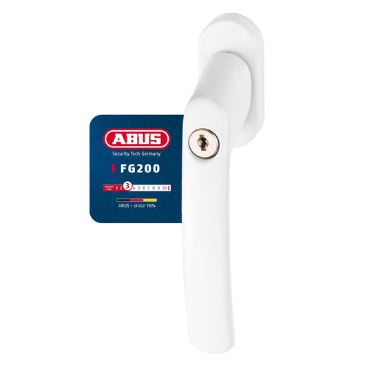 ABUS Lockable Window Handle FG200 AB208-10 piece set - Window knob with push cylinder, keyed alike - ABUS security level 3-88562 - White