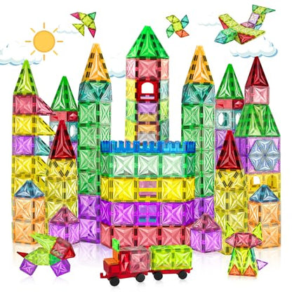 Tiagowell 3D Magnetic Building Blocks 120 Pieces, STEM Magnetic Toy for Kids, Magnetic Blocks Construction Toy Preschool Educational Toy for 3 4 5 6 7 8 Year Old Boys and Girls