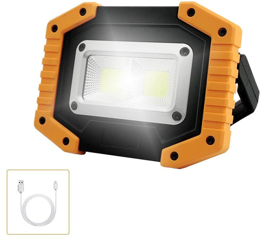 Tekstap LED work light with battery, portable work lamp, COB 30W 1500LM LED camping lantern USB for garage camping fishing emergency construction sites, 3 light modes (1 piece)