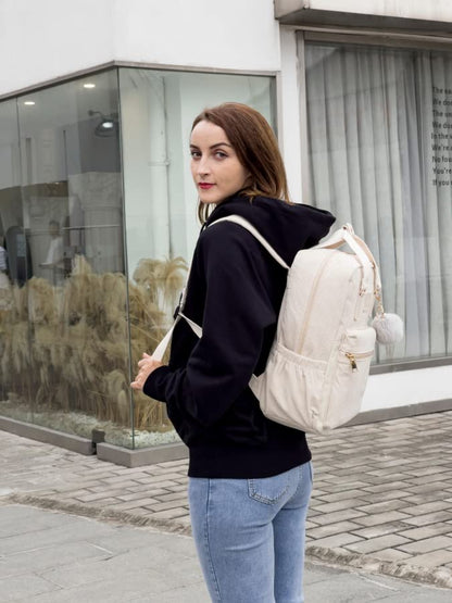 Makukke backpack for women and men, cord daypack with anti-theft pocket, casual school bag for everyday use.