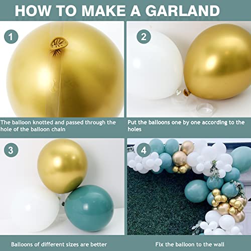 Green Balloon Garland, 112 pcs Dark Green Balloon Garland, Balloons Birthday Wedding, Green Gold White Balloons, Green Balloons Set for Wedding Baby Shower Baby Party Bridal Party Birthday Decoration