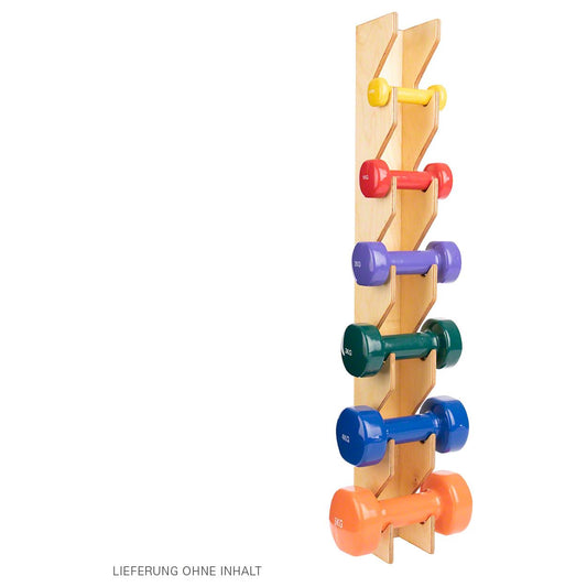 Wooden wall mount for dumbbell, barbell, fitness, bodybuilding, gymnastics, weights.