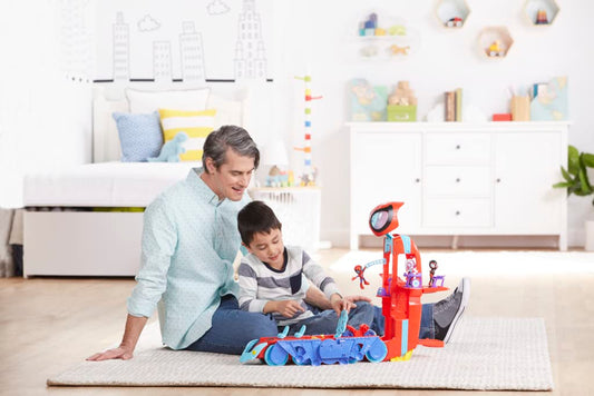 Marvel Spidey and His Amazing Friends 2-in-1 Spider-Racer Headquarters Playset, preschool toy for ages 3+, Includes: convertible 2-in-1 playset, action figure, motorcycle, and 3 accessories, 61 cm