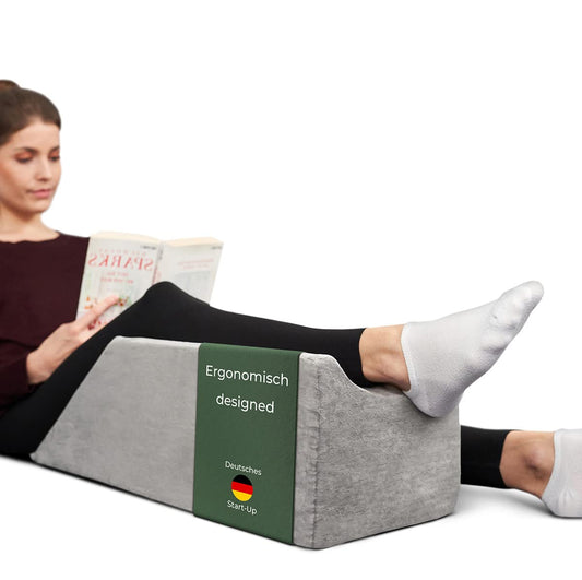 WELL B4 Ergonomic leg elevation cushion - Leg elevation cushion Leg support wedge/pillow for legs & knees ideal as a lymph cushion and vein wedge.