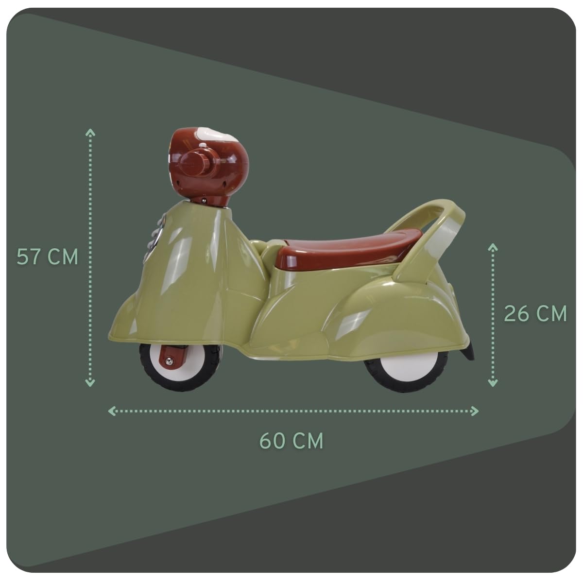 Bandits & Angels Riding Car Scooter Retro from 1 year for boys and girls Green - green scooter with horn - for indoor and outdoor use - with storage space.