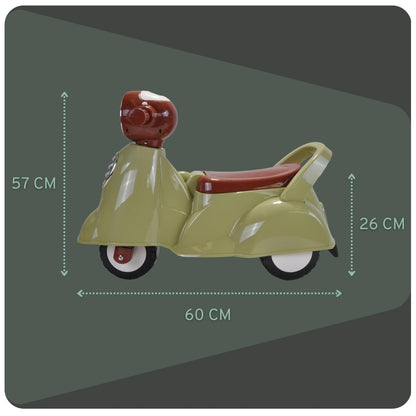 Bandits & Angels Riding Car Scooter Retro from 1 year for boys and girls Green - green scooter with horn - for indoor and outdoor use - with storage space.