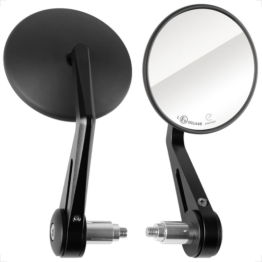 Evermotor Universal CNC Handlebar End Mirror Motorcycle, Motorcycle Mirror Rearview Mirror E9 Approved, 360° Rotatable Handlebar Mirror Compatible with Quad Scooter ATV Moped