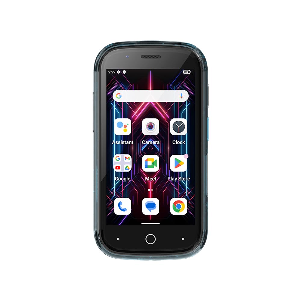 Unihertz Jelly Star (Blue) - Smallest 4G smartphone with LED light and 3-inch display, Android 13, 8GB RAM + 256GB ROM, weight 116g, 48MP camera.