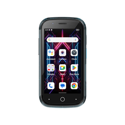 Unihertz Jelly Star (Blue) - Smallest 4G smartphone with LED light and 3-inch display, Android 13, 8GB RAM + 256GB ROM, weight 116g, 48MP camera.