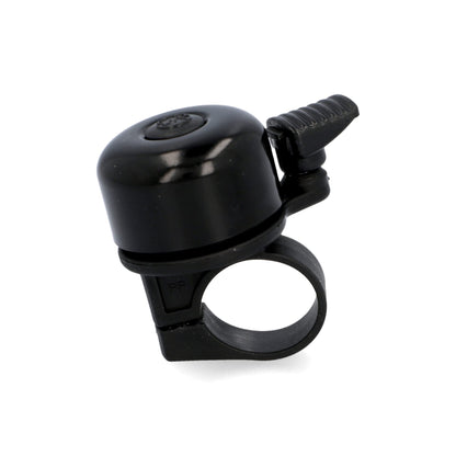 FISCHER Bicycle Rear Kickstand adjustable in height | Bicycle stand with nonslip rubber foot | for bikes between 24 and 29" & Mini bike bell, black, One Size