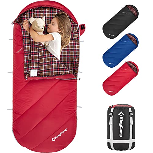 KingCamp XL sleeping bag, winter camping essential! This warm and oversized sleeping bag is perfect for kids on outdoor backpacking, hiking, and indoor/outdoor use in 3-4 seasons.