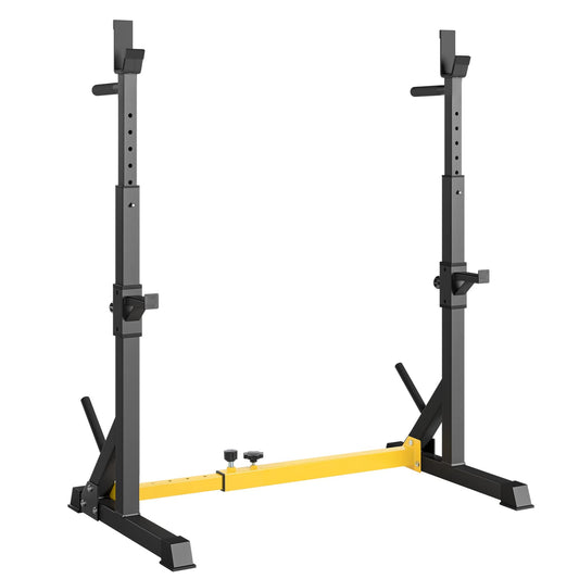 LIFERUN Squat Rack barbell stand, squat stand, adjustable barbell rack height adjustable, multifunctional barbell rack for gym home weightlifting bench press up to 250 kg (Yellow)