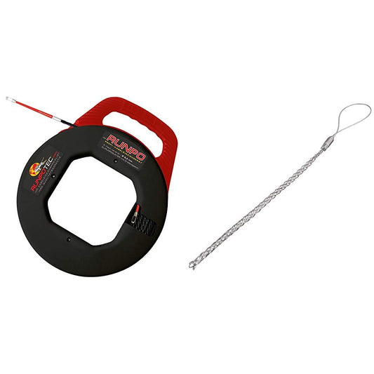 Runpotec 10014 RUNPO 5.3mm twisted 30m with box (with twist compensation) & 30040 cable sock with loop and twist compensation Ø 6-9mm.