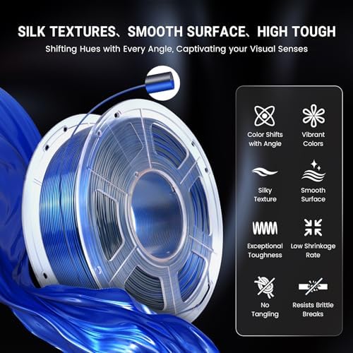 SUNLU Silk PLA Plus 3D printer filament, two-color glossy PLA+ filament 1.75mm, silk textures, 360° rotation reveals diverse colors, dimensional accuracy +/-0.02mm, 1kg spool (2.2lbs), Black White.
