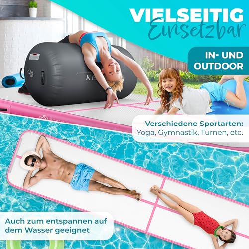 KESSER® Inflatable Airtrack Fitness Mat Gymnastics Mat 3/4/5/6m | incl. Carrying Bag & elec. Air Pump | Yoga Mat, Tumbling Mats, Workout Mat Sport Mat Yoga, Gym & Fitness