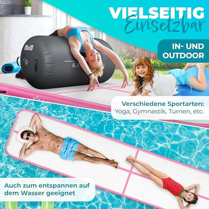 KESSER® Inflatable Airtrack Fitness Mat Gymnastics Mat 3/4/5/6m | incl. Carrying Bag & elec. Air Pump | Yoga Mat, Tumbling Mats, Workout Mat Sport Mat Yoga, Gym & Fitness