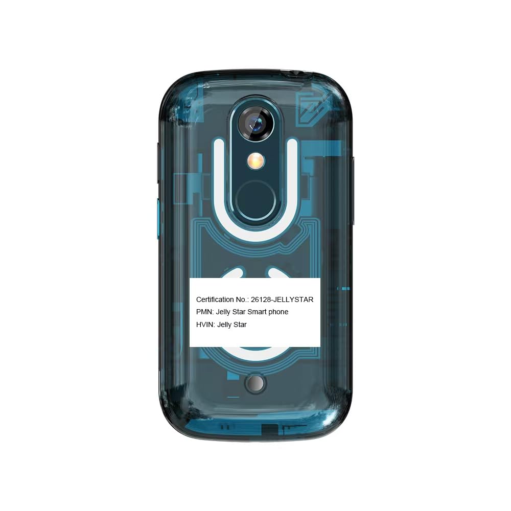 Unihertz Jelly Star (Blue) - Smallest 4G smartphone with LED light and 3-inch display, Android 13, 8GB RAM + 256GB ROM, weight 116g, 48MP camera.